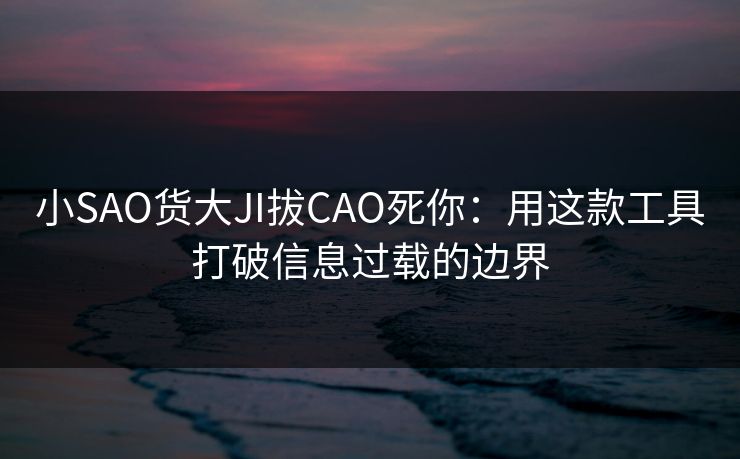 小SAO货大JI拔CAO死你：用这款工具打破信息过载的边界