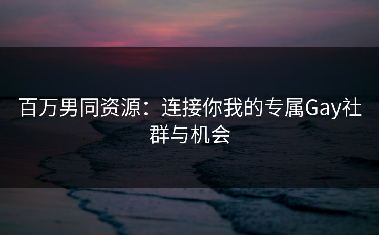 百万男同资源：连接你我的专属Gay社群与机会