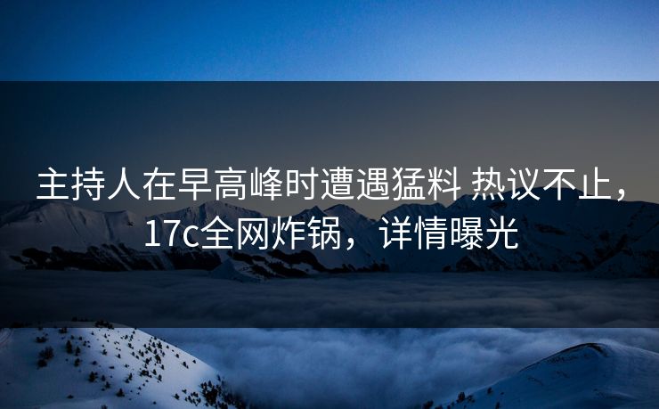 主持人在早高峰时遭遇猛料 热议不止，17c全网炸锅，详情曝光